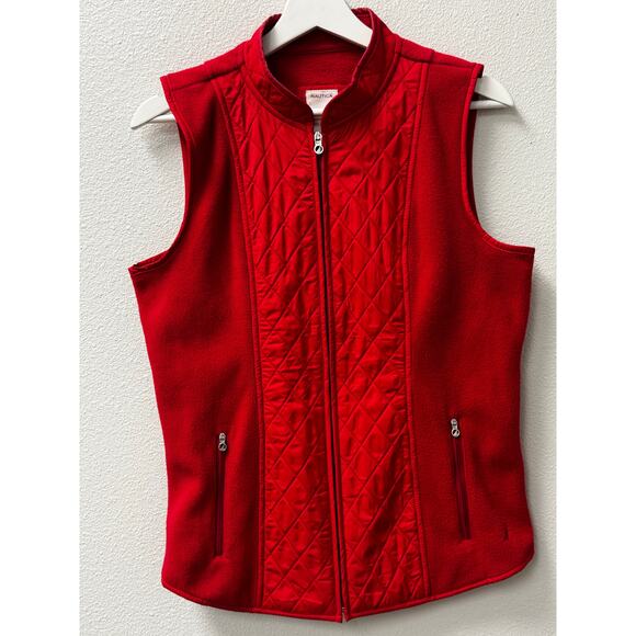 Nautica Women's Vest Quilted Fleece Red Size Medium‎ - Picture 1 of 8